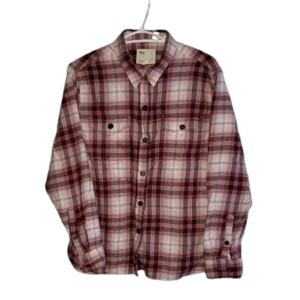 Tilley Long Sleeve Multicolour Flannel Button Up Label Reads Size Large